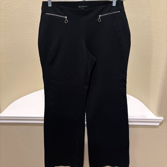 🖤 INC International Concepts Black Elastic Band Pullup Slacks Flared Pants - Picture 1 of 10